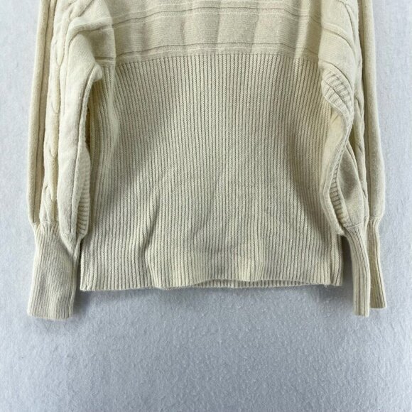 JOA Sweater Women's Sz Small Cream White Turtle Neck Cable Ribbed Knit Pullover - Picture 9 of 11